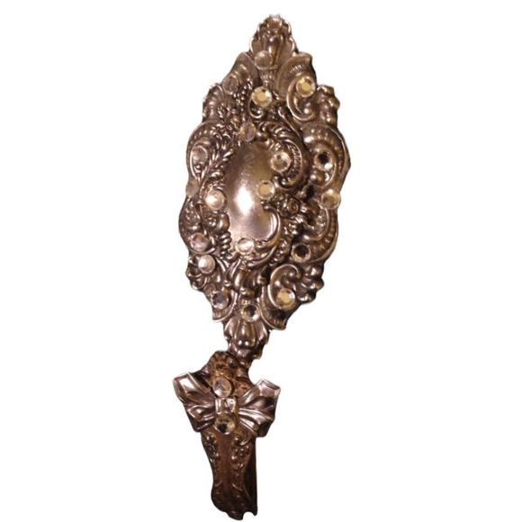 Antique Silver Repurposed Hanger With Crystals - Picture 3 of 4